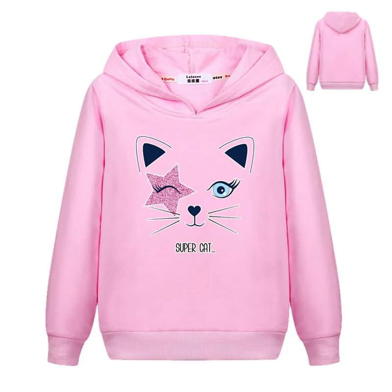 

Girls Cute Cat Ear Long Sleeve Hoodie Sweatshirt Hooded Pullover Tops Thin Casual Coat Kids Hoodies Sweatshirt Hot Sales
