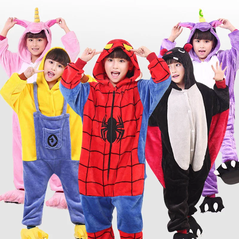 

Kids Pajamas Flannel Animal Pegasus Stitch Unicorn Cosplay Pyjamas For Boys Girls Winter Warm Children Sleepwear Onesies 4-12