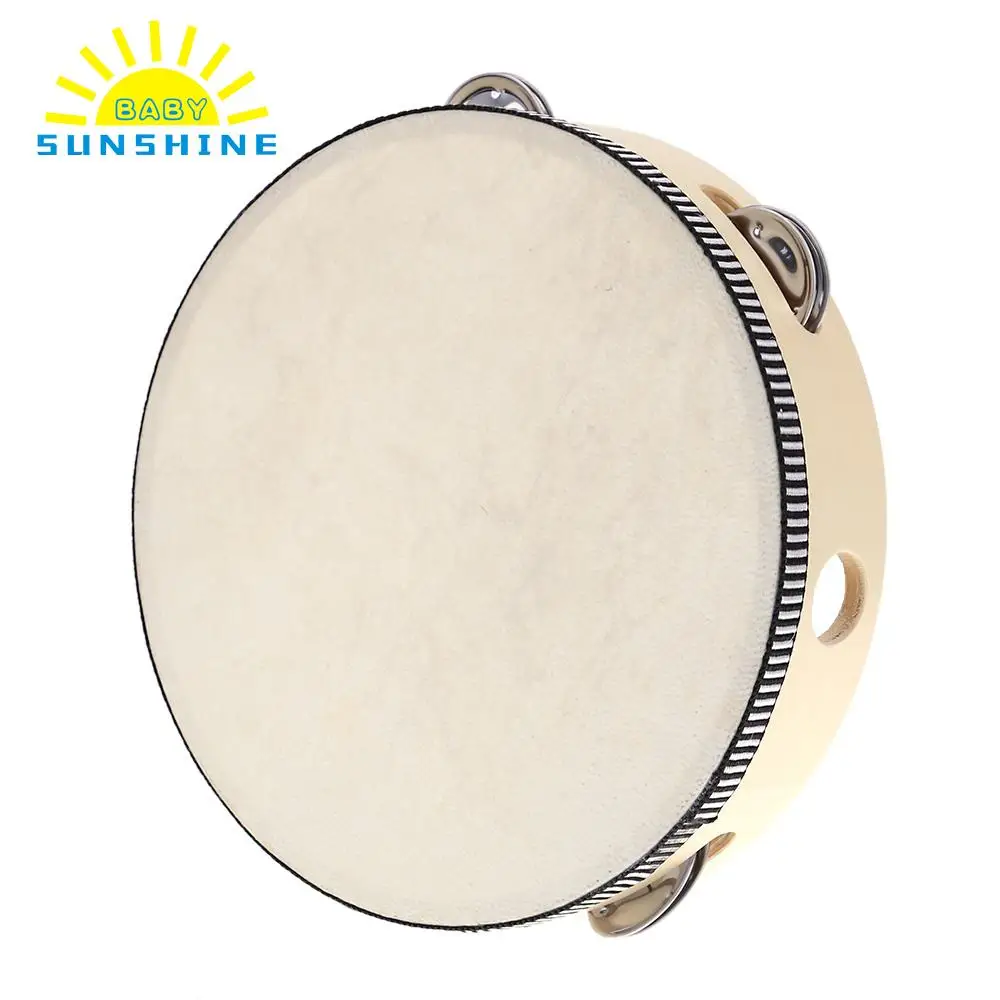 8" Hand Held Drum Bell Birch Metal Jingles Percussion Musical