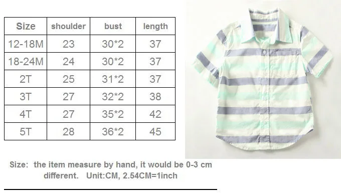 Летняя короткая рубашка для мальчиков, хлопковая Простая рубашка в полоску для маленьких мальчиков, рубашка высокого качества, топ для маленьких мальчиков, летняя одежда, 24 мес.-2 года