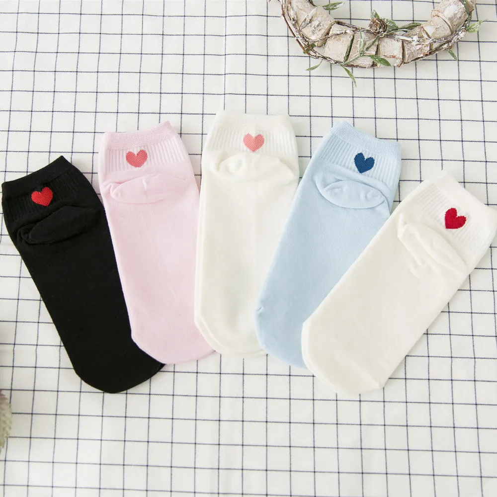 Женские носки, 5 пар, хлопковые женские модные короткие носки, женские дышащие красивые хлопковые носки, корейский стиль, розовые