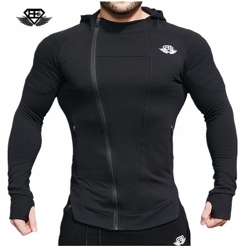 Бренд Shark Bay Gyms, бренд, толстовка, мужские толстовки, зимняя однотонная толстовка с капюшоном, мужская куртка в стиле хип-хоп, пуловер, мужские повседневные спортивные костюмы - Цвет: W-13 Black