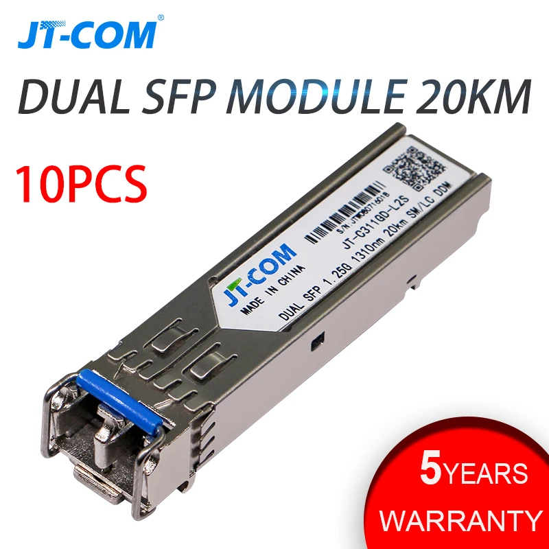 

10pcs 1G 20KM SFP Transceiver Module Single Mode Duplex Fiber Gigabit LC Connector Optical ftth Compatible with Cisco Switch