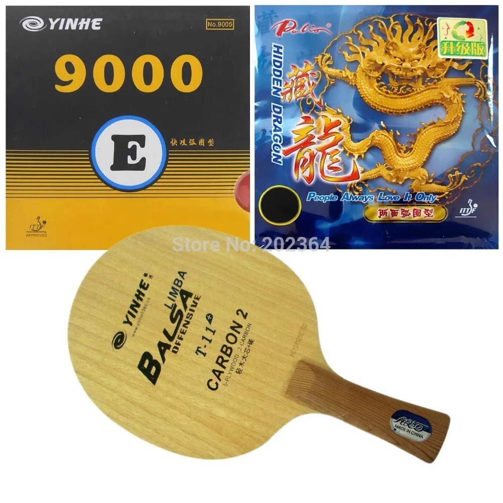 

Galaxy YINHE T-11+ Table Tennis Blade with 9000E / Palio Hidden Dragon (Upgrade) Rubber with Sponge for One Racket FL