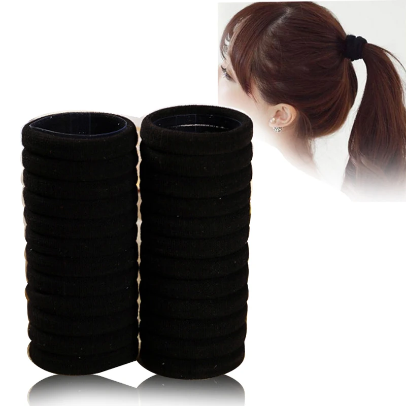 30Pcs Hairdressing Tools Black Rubber Band Hair Ties/Rings/Ropes Gum Springs Ponytail Holders Hair Accessories Elastic Hair Band hair clips for fine hair