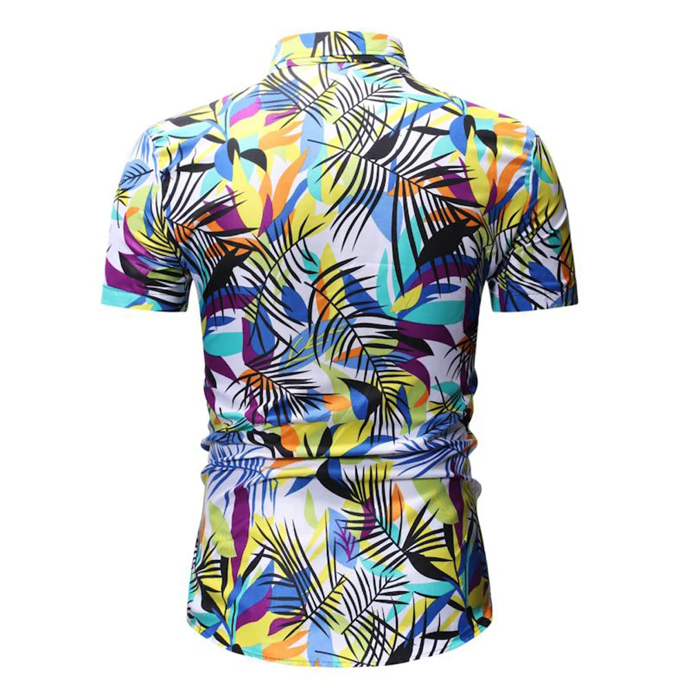 Мужская гавайская рубашка мужская повседневная camisa masculina с принтом пляжные рубашки с коротким рукавом летняя мужская одежда Азиатский размер