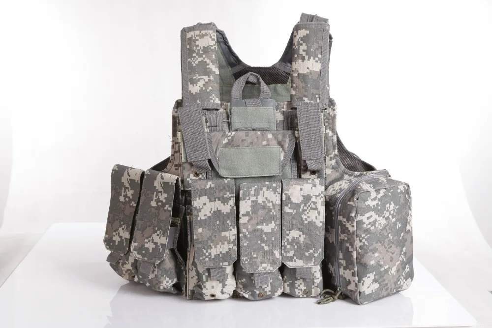 8Pcs Military Tactical Vest Outdoor Hunting CS Army Combat Nylon High Quality Safety Vest with pouches