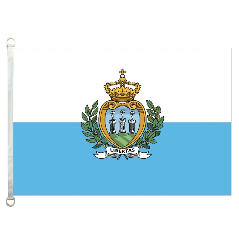 

San Marino national flag,90*150CM size, 120g/m2 knitted polyester fabric,with two D ring