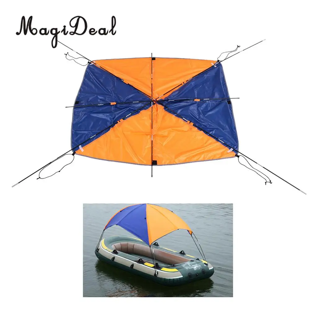 MagiDeal 2 /4 Person Inflatable Boat Sun Shelter Awning Top Cover Fishing Tent Sun Shade for Marine Canoe Kayak Boat Supplies
