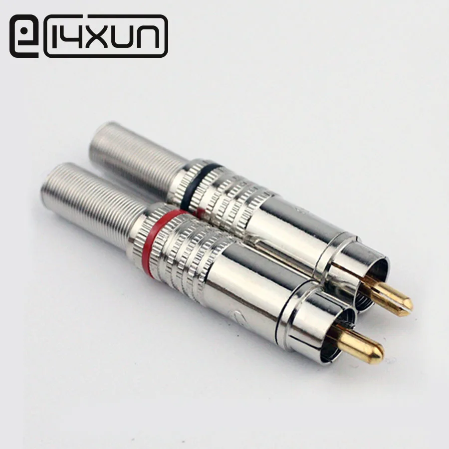 

EClyxun 2Pcs Nickel Plated RCA Connector Plug Audio Audio Male Connector With Spring Cable Protector