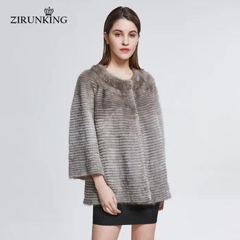 

ZIRUNKING Short Women Real Mink Fur Coats Lady Natural Mink Fur Jacket Outerwear Female Overcoat ZC1841