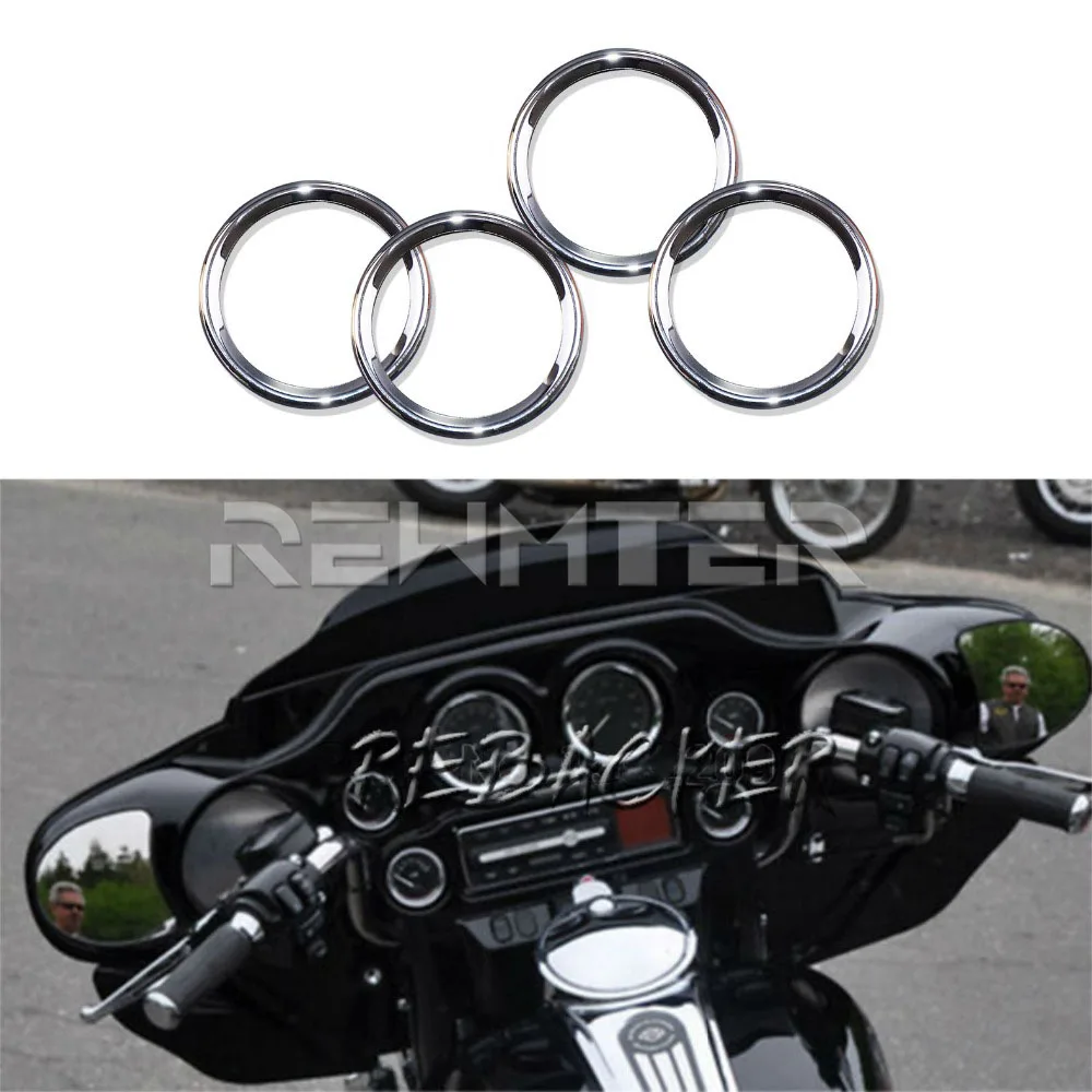 Motorcycle-Stereo-Accent-Speedometer-Speaker-Trim-Ring-Set-Chrome-Plastic-Aluminum-For-Harley-Touring-Road-Glide (1)
