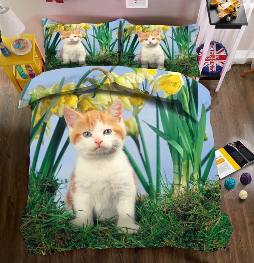 Rey de California de lujo gato ropa de cama conjunto 3D juegos de ropa de cama sábana funda de almohada duvet cubierta de cama hoja plana juegos de cama Rey de California de lujo gato ropa de cama conjunto 3D juegos de ropa de cama sábana funda de almohada duvet cubierta de cama hoja plana juegos de cama