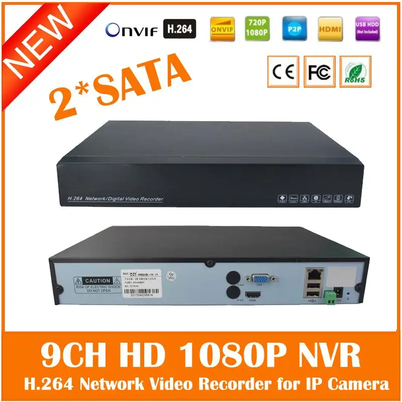 Hd 1080 p металлический сетевой видеорегистратор 8ch 2* sata Hdd Порты Onvif P2p обнаружения движения, Hdmi Vga видеорекордер наблюдения для Ip Камера