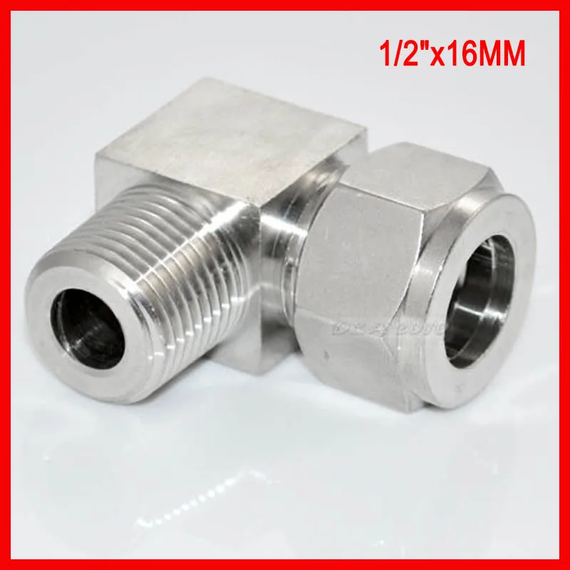 

16 MM ODx1/2"DOUBLE FERRULE TUBE FITTING MALE ELBOW CONNECTOR NPT STAINLESS STEEL SS304
