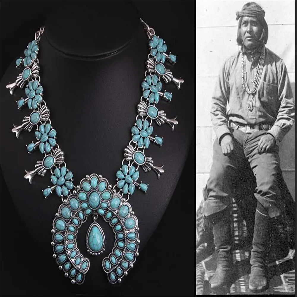 Collar de flor de plata Vintage indio con cuentas Zuni con incrustaciones de Coral|Collares de cadena| - AliExpress