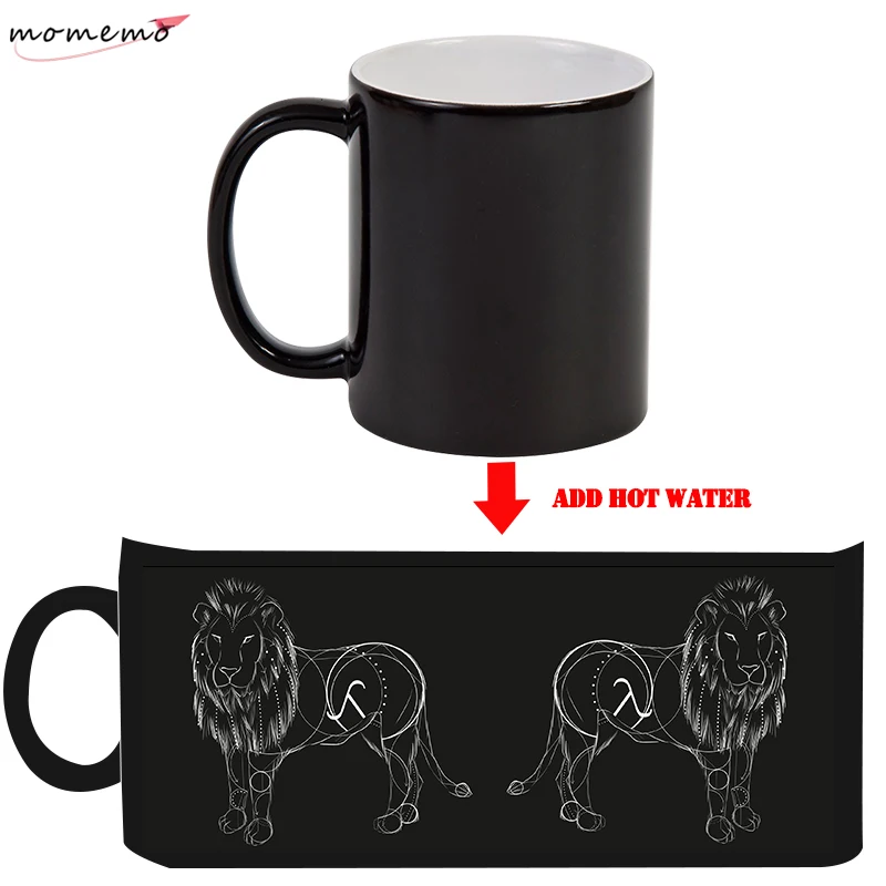 

MOMEMO Mathematics Lion magic changing color mug ceramic 350ml heat sensitive color change coffee milk mug magic suprise gifts