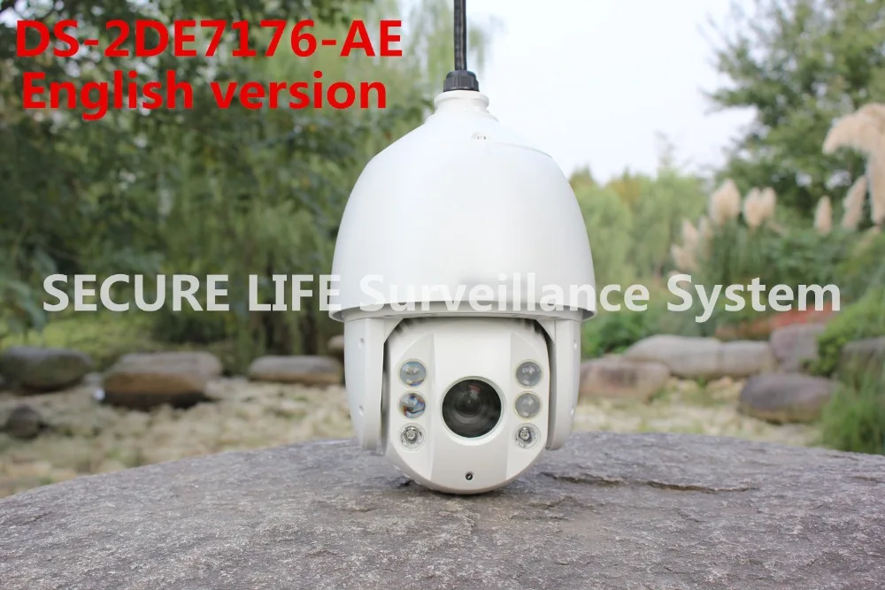 Free shipping DS-2DE7176-AE English version 1.3MP HD Speed Dome ptz camera 100m IR 3D DNR, D WDR 30X Optical Zoom POE injector