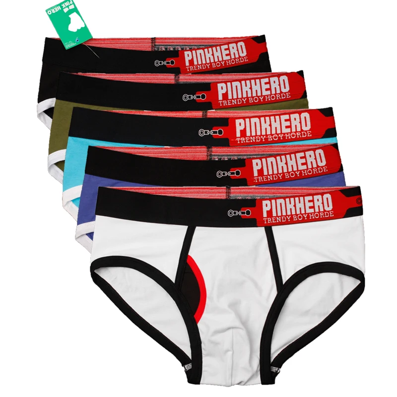 Pink Heroes Men's Briefs 5pcs/lot Printed Cotton Briefs Mens Underwear