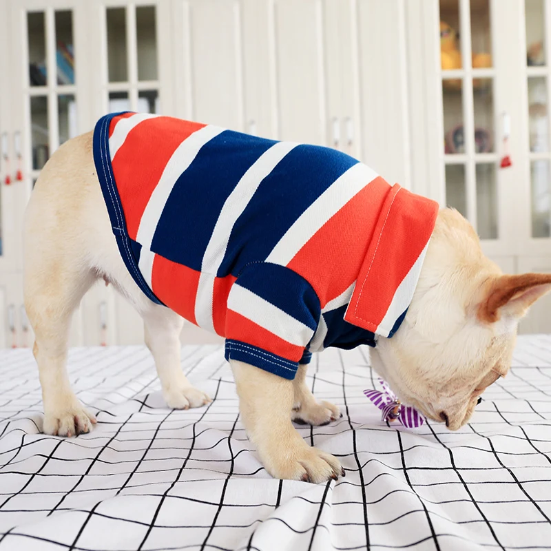 Новая модная полосатая футболка для собак, Летняя Одежда для питомцев, кошек, одежда для щенков, одежда для маленьких собак, французский бульдог, мопс, чихуахуа, одежда