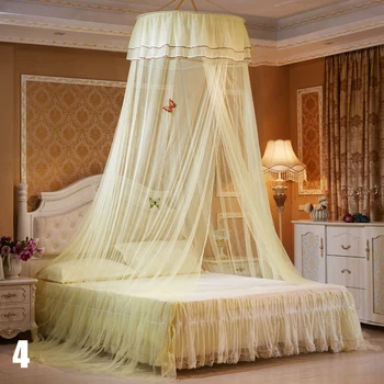 

Elegant Round Bedding Mosquito Net Home Bedding Curtain Dome Top Princess Bed Canopy Netting With 2 Butterflies 20