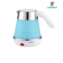 600 мл ёмкость путешествия мини портативный складной электрический чайник автоматическое отключение умный постоянная температура элегантный синий