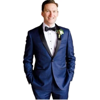

High quality Wedding Suits For Men Shawl Collar Slim Fit (Jacket +Pant+Bow tie) Custom Made Wedding Groom Tuxedos Suits