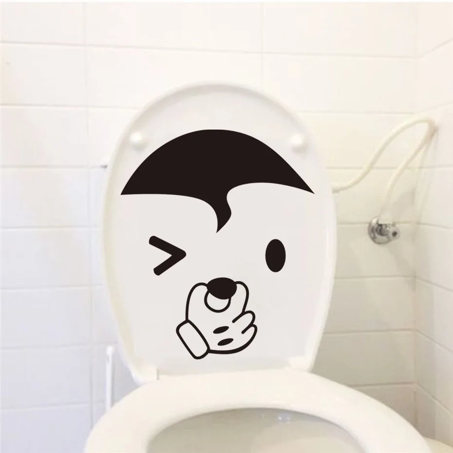 DCTOP Lovely Mickey Face Cartoon Toilet Sticker Funny Diy Wall