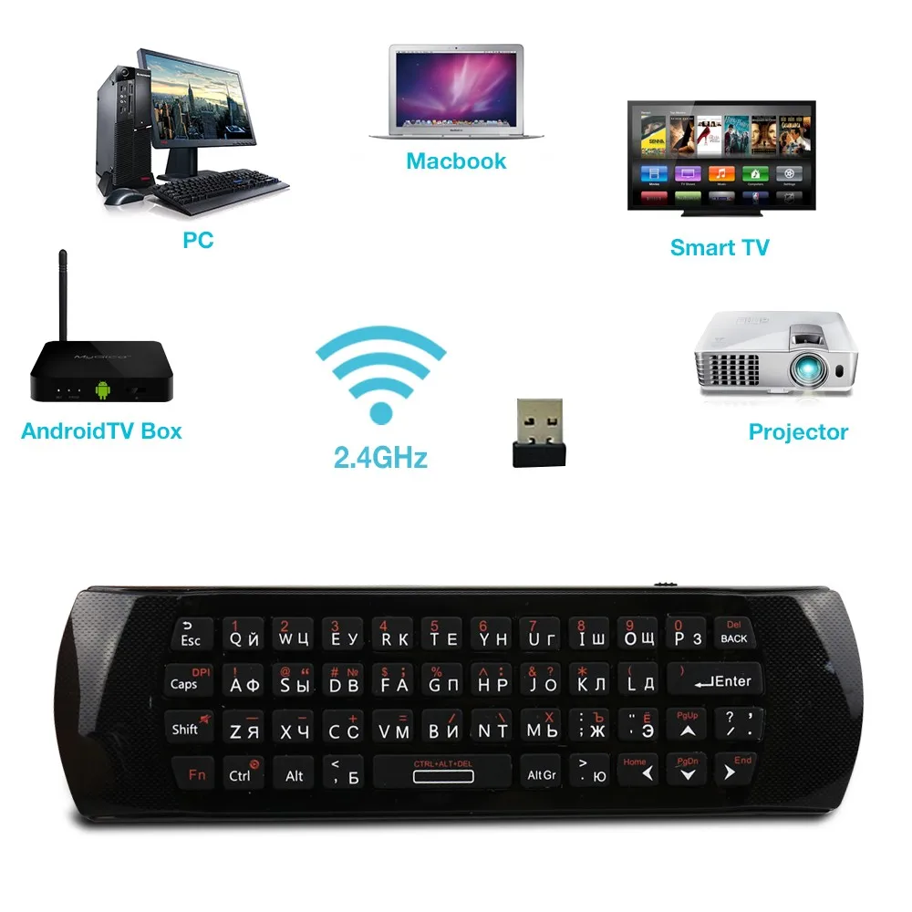 Rii Mini i25 2,4G Беспроводная русская английская Клавиатура Fly Air mouse IR удлинитель обучающий пульт дистанционного управления для Android Smart tv IP tv
