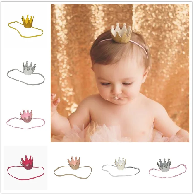 24pc/lot Wholesale Newborn Crown headband Kids Girls Glitter Crown
