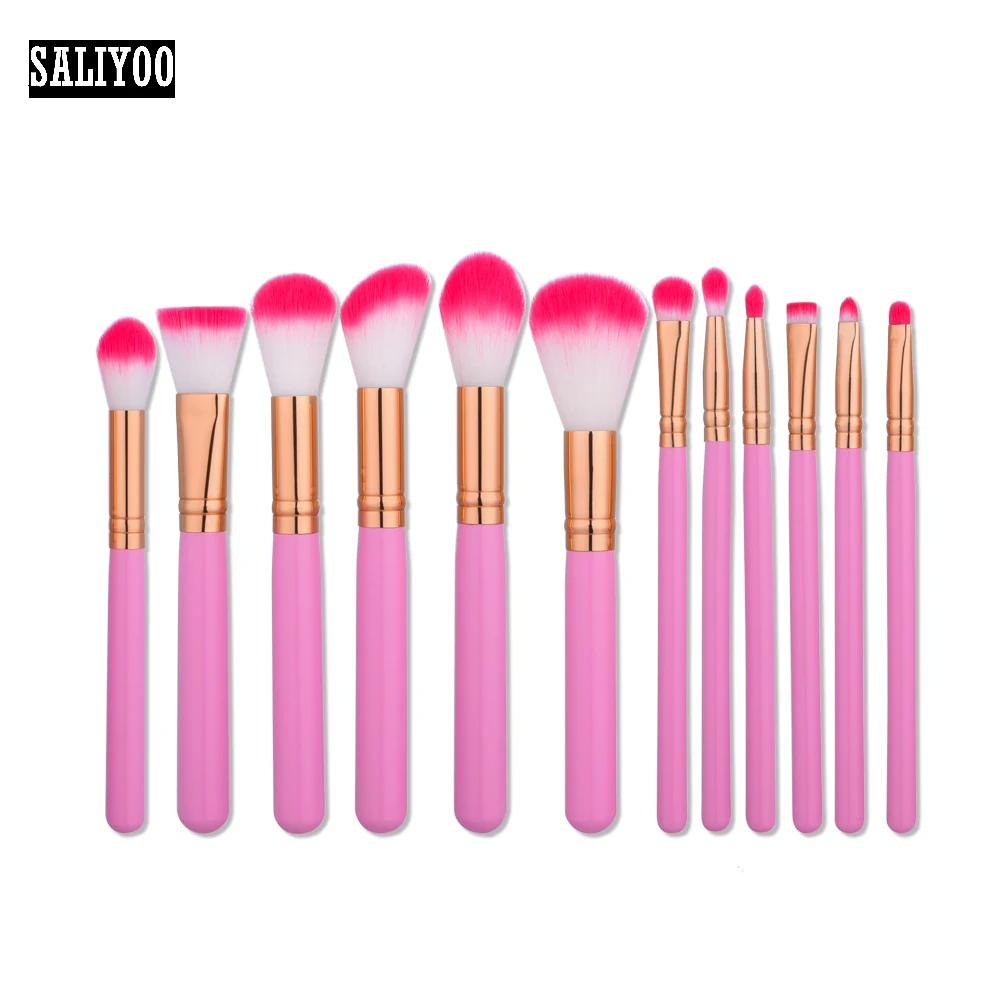 

12PCS Pink Essential Foundation Eyeshadow Blush Powder Highlighter Concealer Makeup Brushes Set Cosmetic New Makeup Brushes