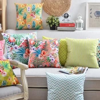 

Soft Velvet Pillow Cover Vintage Watercolor Flamingo Garden floral Geometric Home Decorative PillowCase45x45cm/30x50cm