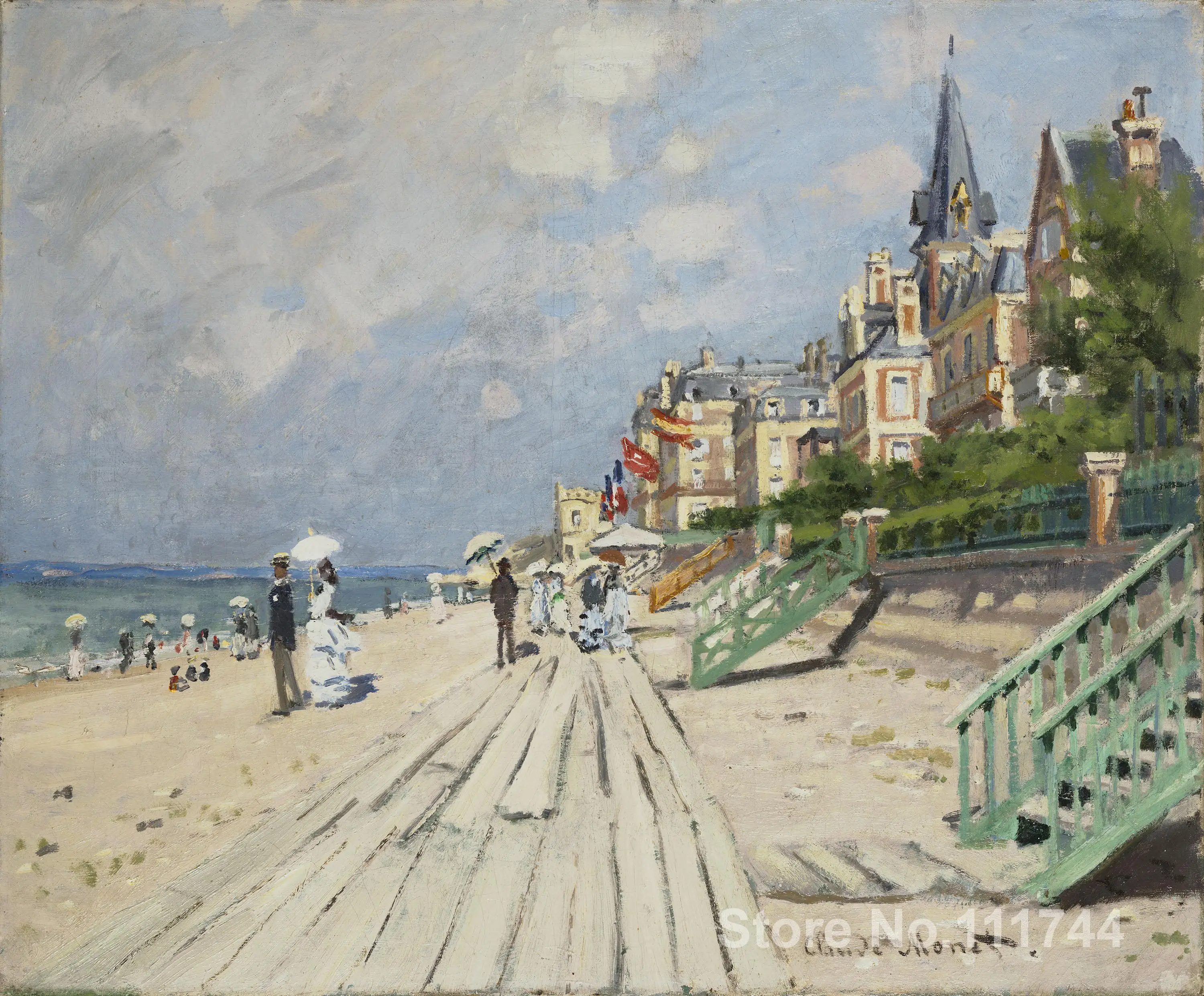7655 22 De Réductionchambre Art Plage à Trouville Claude Monet Peintures Décor Maison De Haute Qualité Peint à La Main In Peinture Et