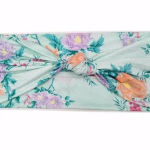 J183018 новейшая хорошая эластичная хлопковая модная маленькая печать картин, очаровательная и удобная повязка для волос с узлом