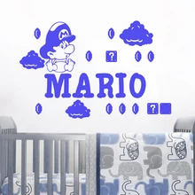 Coustom Name Super Mario Wall Stickers Vinyl Decor Wall Sticker Living Room Children Room Decoration Decal