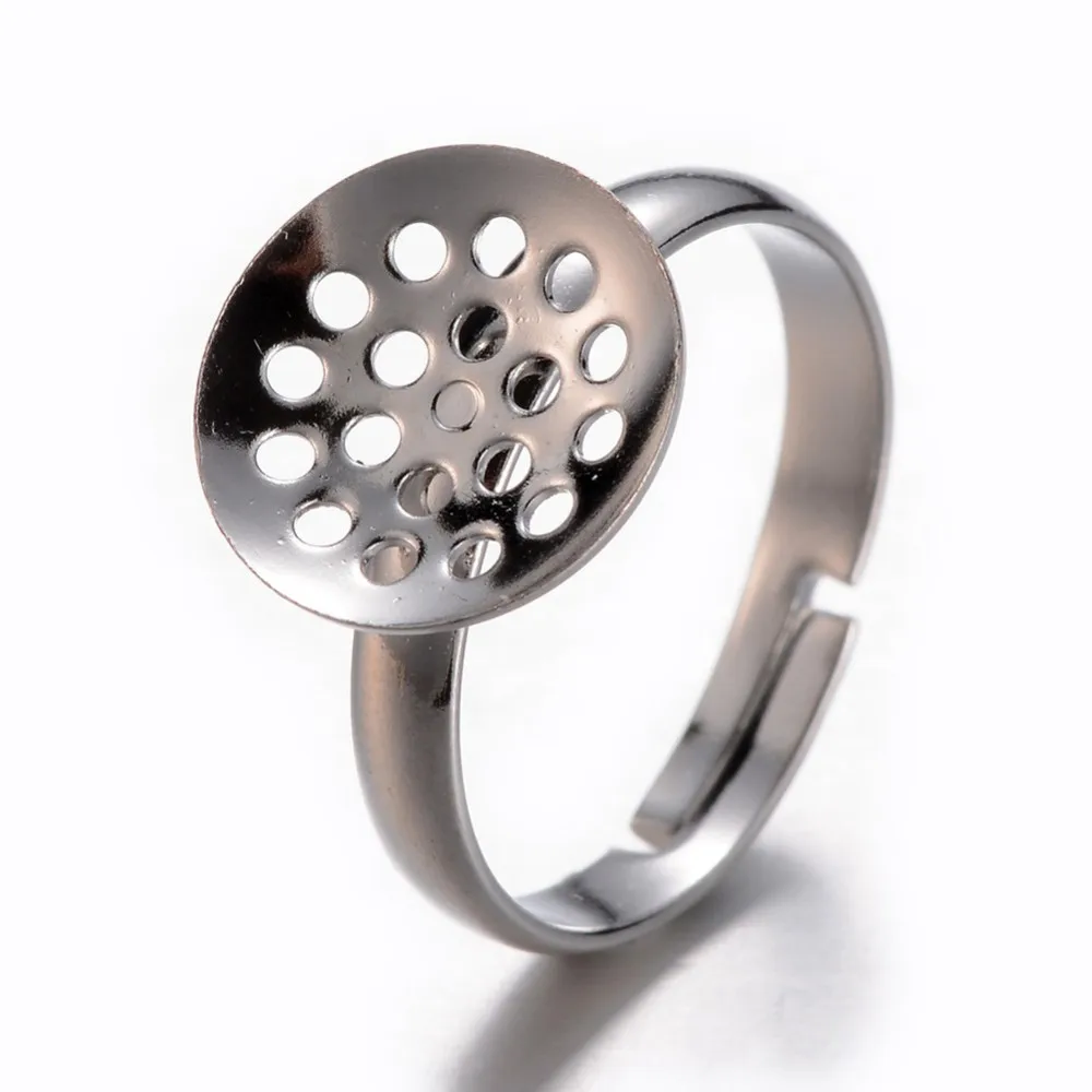 100 PCs Brass Sieve Adjustable Ring Bases, Lead Free, Cadmium Free and