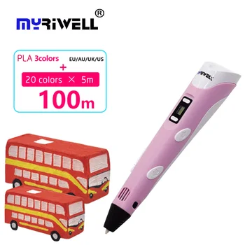 

3d pen Christmas gift 3D Drawing Pen add 20 Color total 100M PLA Filaments For Children Drawing 3D Printer Pens