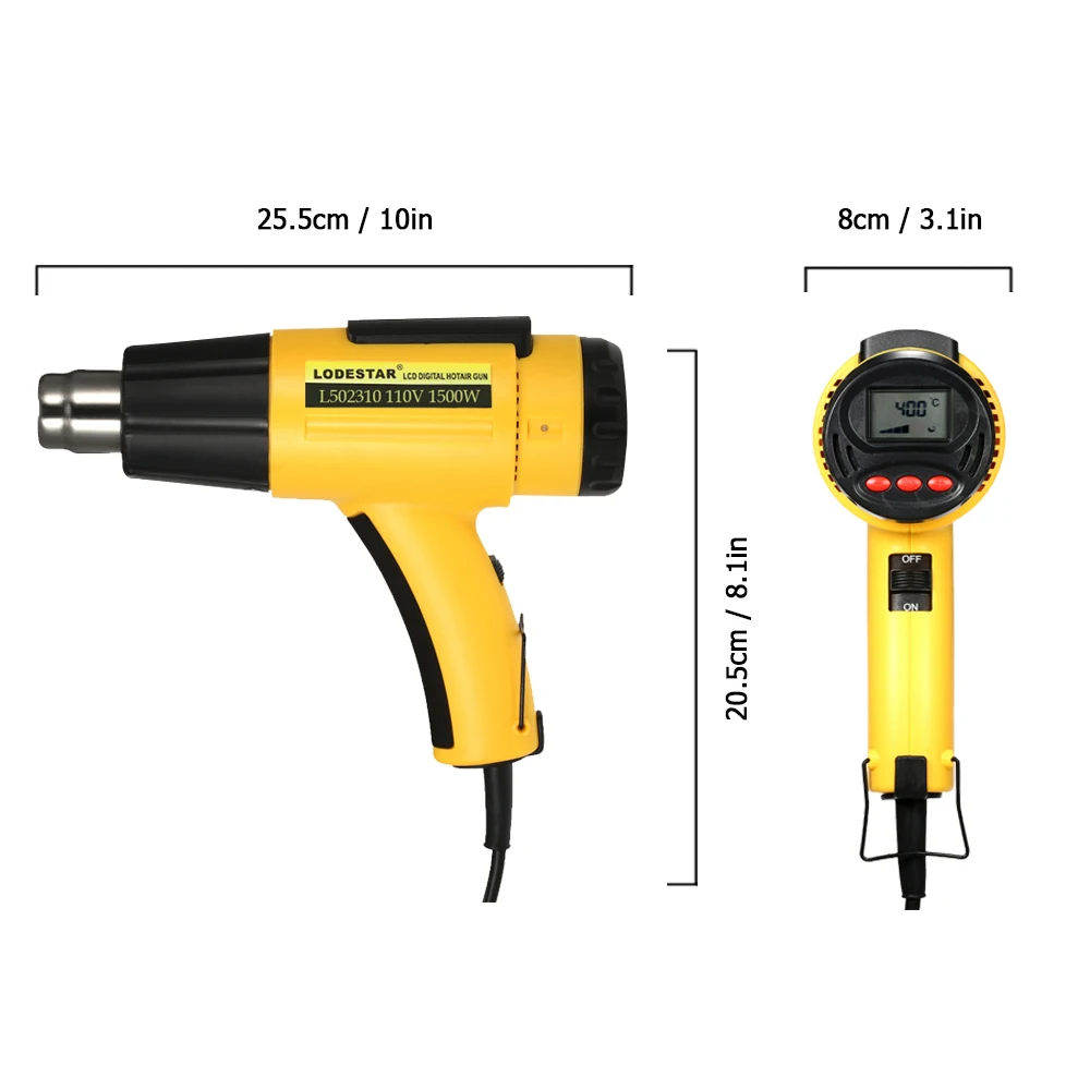 Высокое качество 1500 Вт AC110V электрический пистолет горячего воздуха цифровой термоуправляемый тепловой пистолет Регулируемый набор инструментов с насадкой LODESTAR