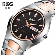 Lovers’ Tungsten Steel Watches Couple Luxury Fashion Women rhinestone watches Business Men Full Steel Quartz Waterproof Watch