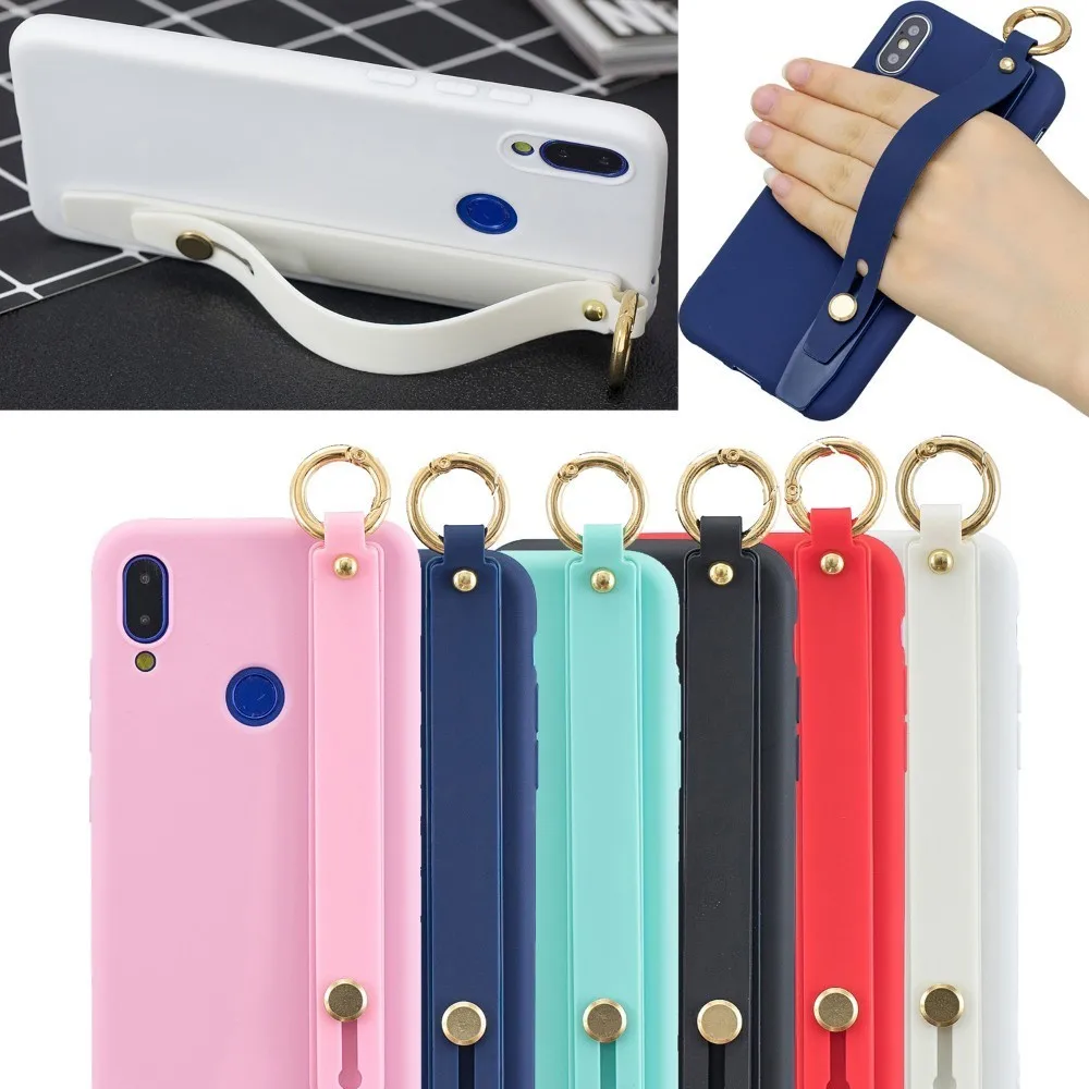 

Wrist Strap Silicone Soft Case For Xiaomi Redmi 7 matte holder Cases For xiaomi redmi go Cover Redmi7 7A note 7 Bumper Case