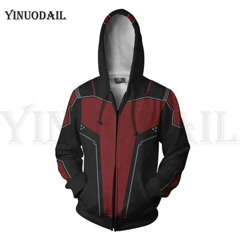 Ant-man Men and Women Zip Up Hoodies The Avengers Endgame 3D Hooded Jacket Superhero Sweatshirt Streetwear Cosplay Costume