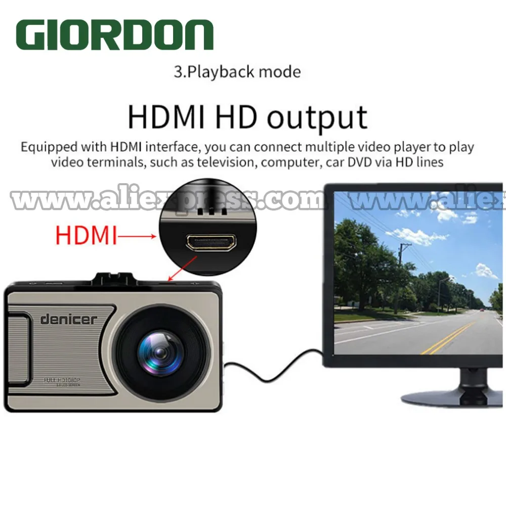 Автомобильный видеорегистратор Full HD 1080P DVR 170 градусов широкоугольный приборная