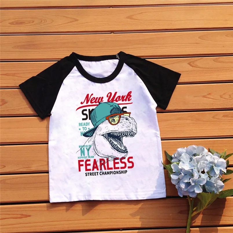  Kids Bady Boy Cartoon Hot Style Dinosaurs Pattern T-shirt Bottoming Shirt Tops the new fashion cute design #4A09 (7)