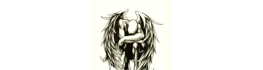 Фальшивая, временная водостойкая временная татуировка Вода Черный павший стикер с ангелом для мужчин и женщин крутая Сексуальная тело искусство живое из песни X344