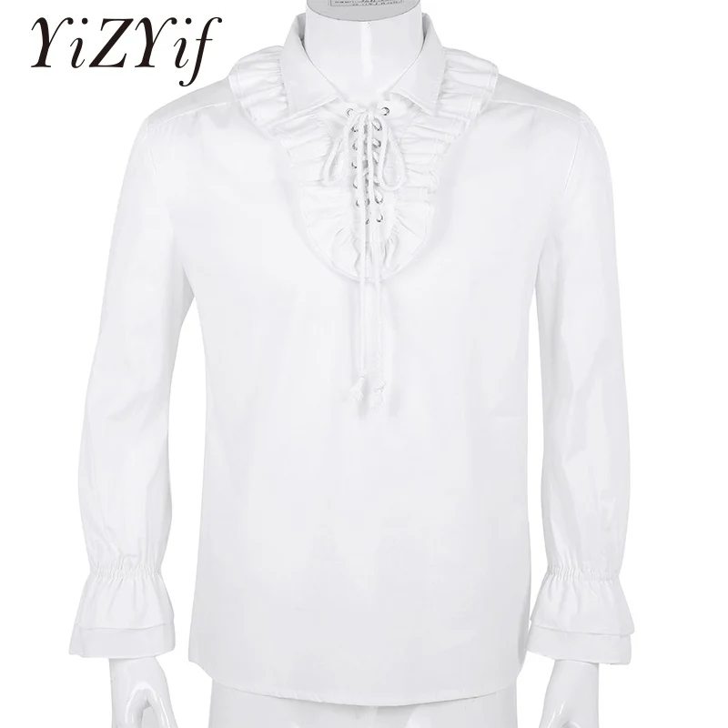 NEW Victorian/ Goth/ Pirate Mens White Ruffled Cotton Shirt XXL