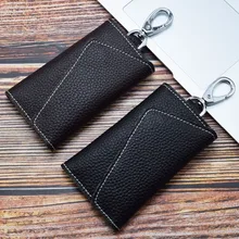 Для мужчин Key Case Mini Card сумка для ключей натуральный кожаный брелок женщин Key Holder Организатор чехол корова разделение ключи сумка бумажник ключница