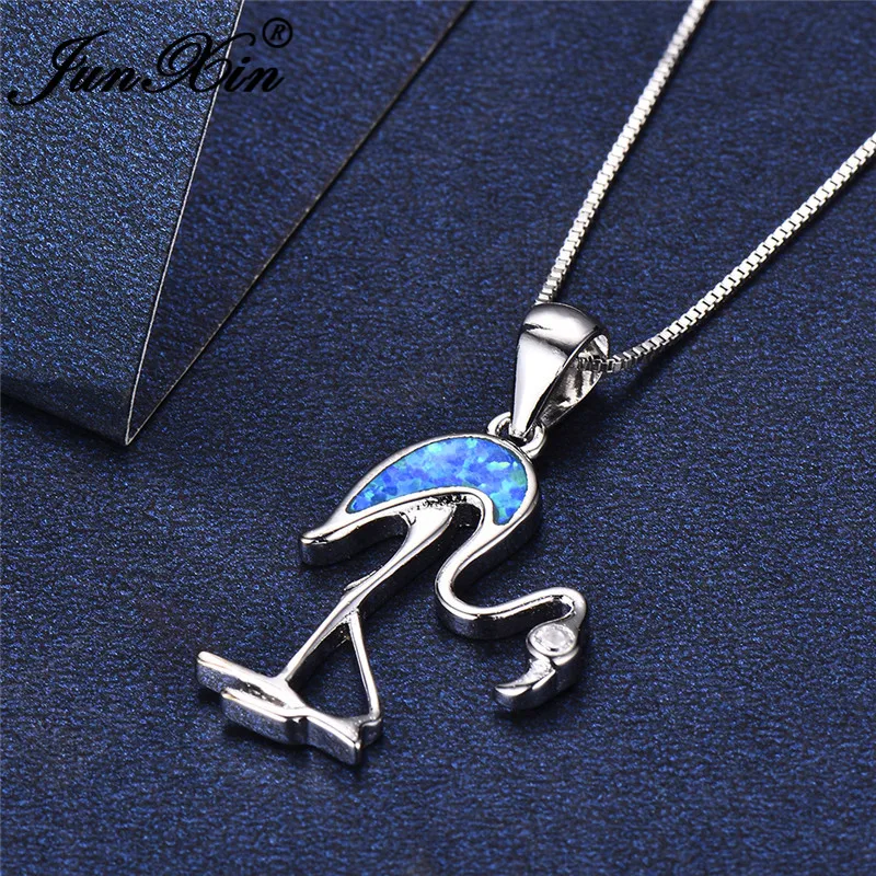 Boho женское ожерелье из страуса модное серебряное колье из стерлингового серебра 925 пробы ожерелье с цепочкой белое синее пожарное ожерелье с опалом для женщин