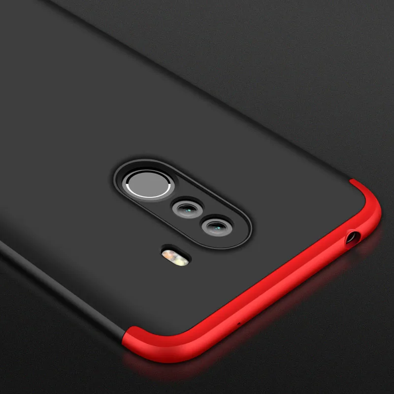 

3 in 1 Case for xiaomi pocophone f1 Case 360 Full Protection Shockproof Hard Cover for Poco f1 Pocophone Cover Fundas Black
