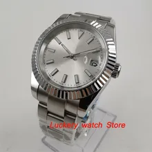 40mm herren uhr weißes zifferblatt Leucht saphire glas Miyota 8215 Bewegung Automatische Armbanduhr