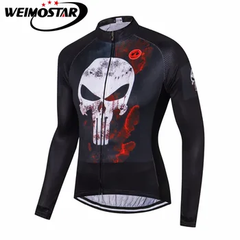 

Weimostar Men Cycling Jersey Long Sleeve Black Skull mtb Bicycle Shirt Ropa Ciclismo Maillot Fast Dry Riding Outdoor Bike Jersey